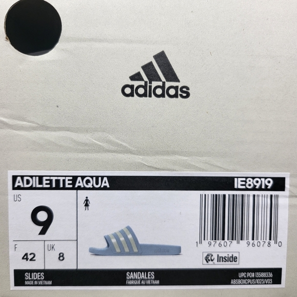 New adidas Adilette Aqua Slides Glow Blue Zero Metalic Women's Size 9 - Picture 7 of 7